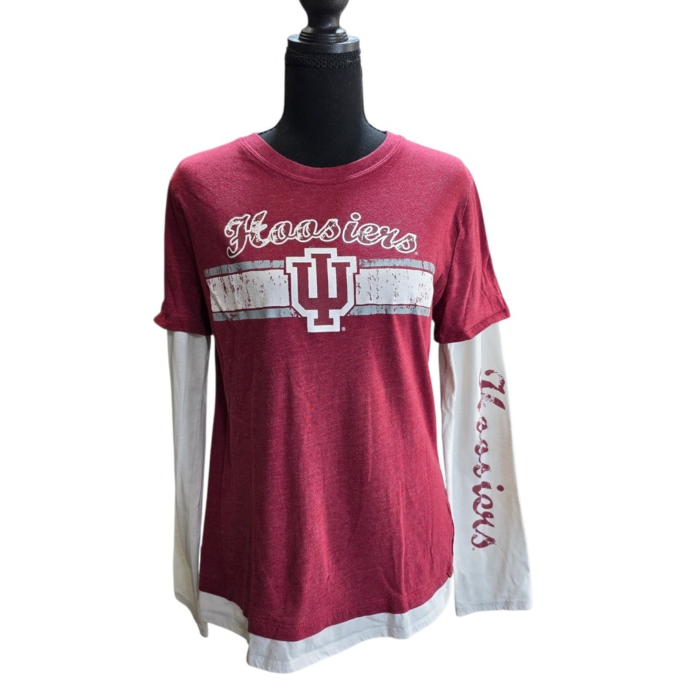 Creative Apparel Indiana University Hoosiers Womens XL Maroon Cotton Layered Tee